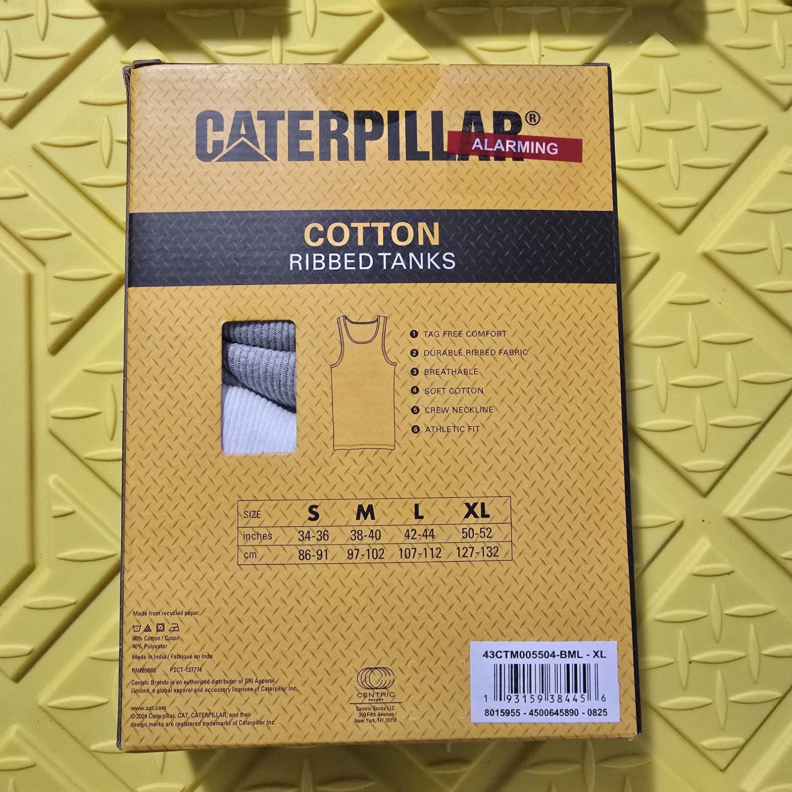 Caterpillar Mens 4-Pack Tanks Tops Undershirts Cotton Blend CAT XL