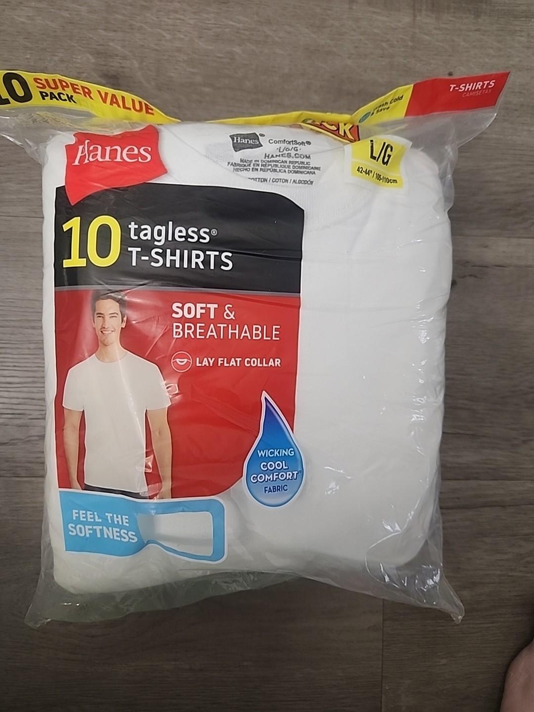 Hanes 2135Z0 T-Shirt for Men, Size L – White