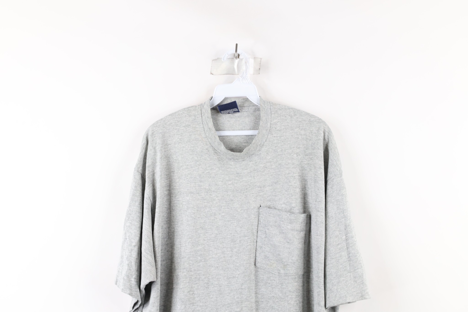 Vintage 90s Streetwear Mens 2XL XXL Blank Short Sleeve Pocket T-Shirt Gray USA