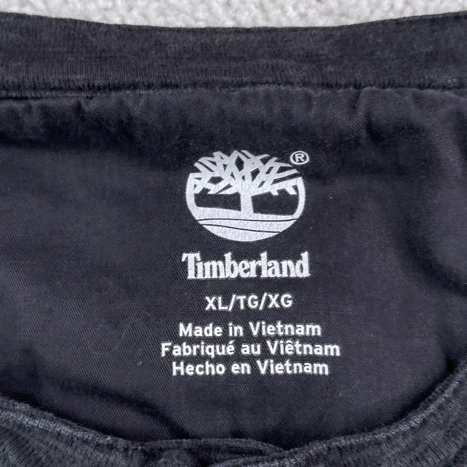 Timberland Henley Shirt Mens XL Black Mini Waffle Long Sleeve Cotton Casual Logo