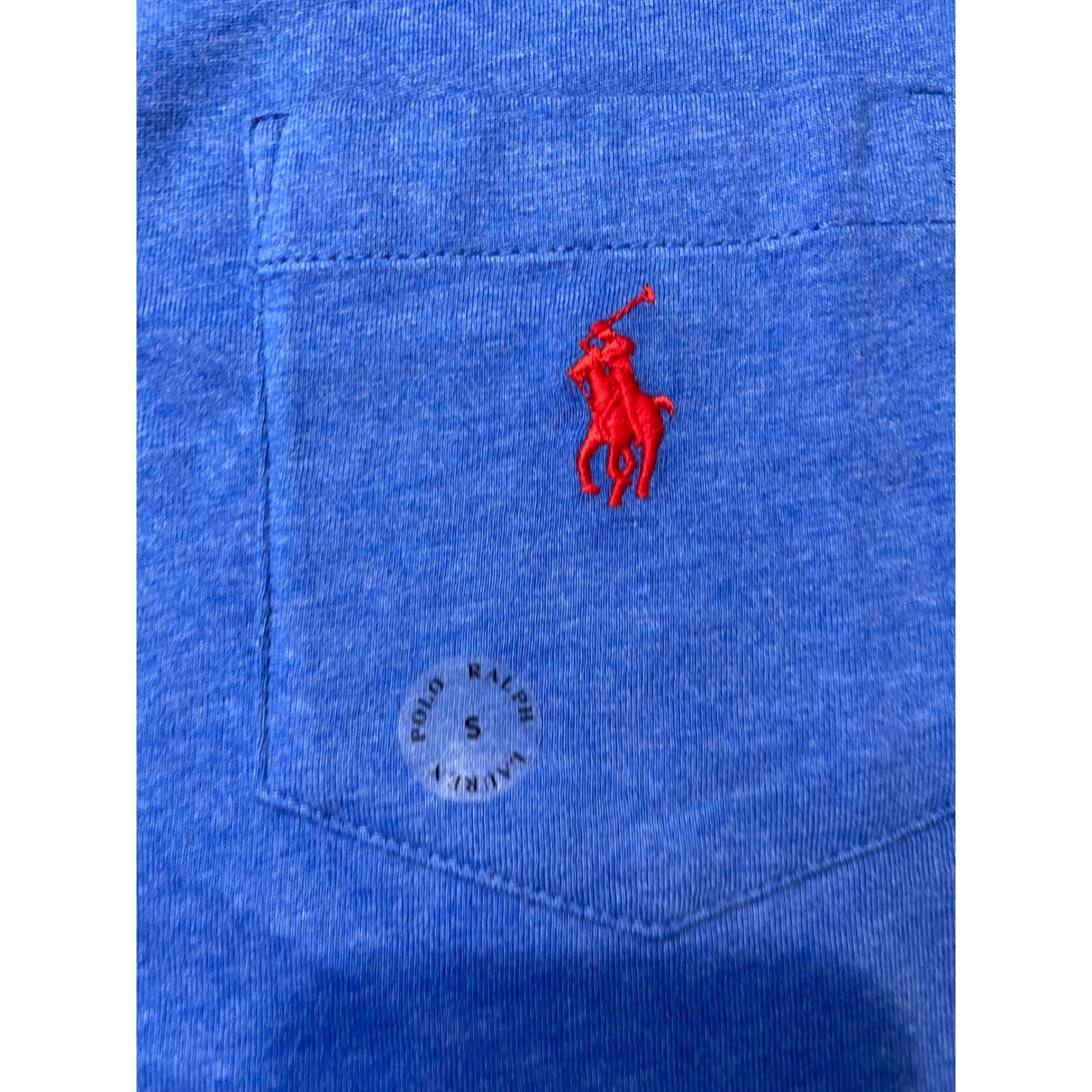 Polo Ralph Lauren Mens Classic Fit Pocket T-Shirt Blue Heather Red Pony Small