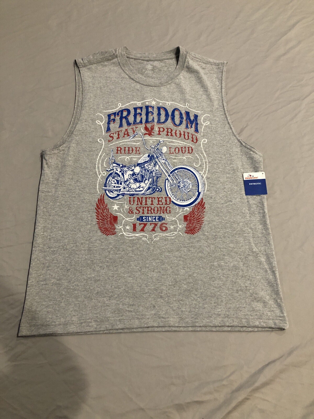Way To Celebrate! Patriotic Men&rsquo;s Graphic Muscle T-Shirt Size M