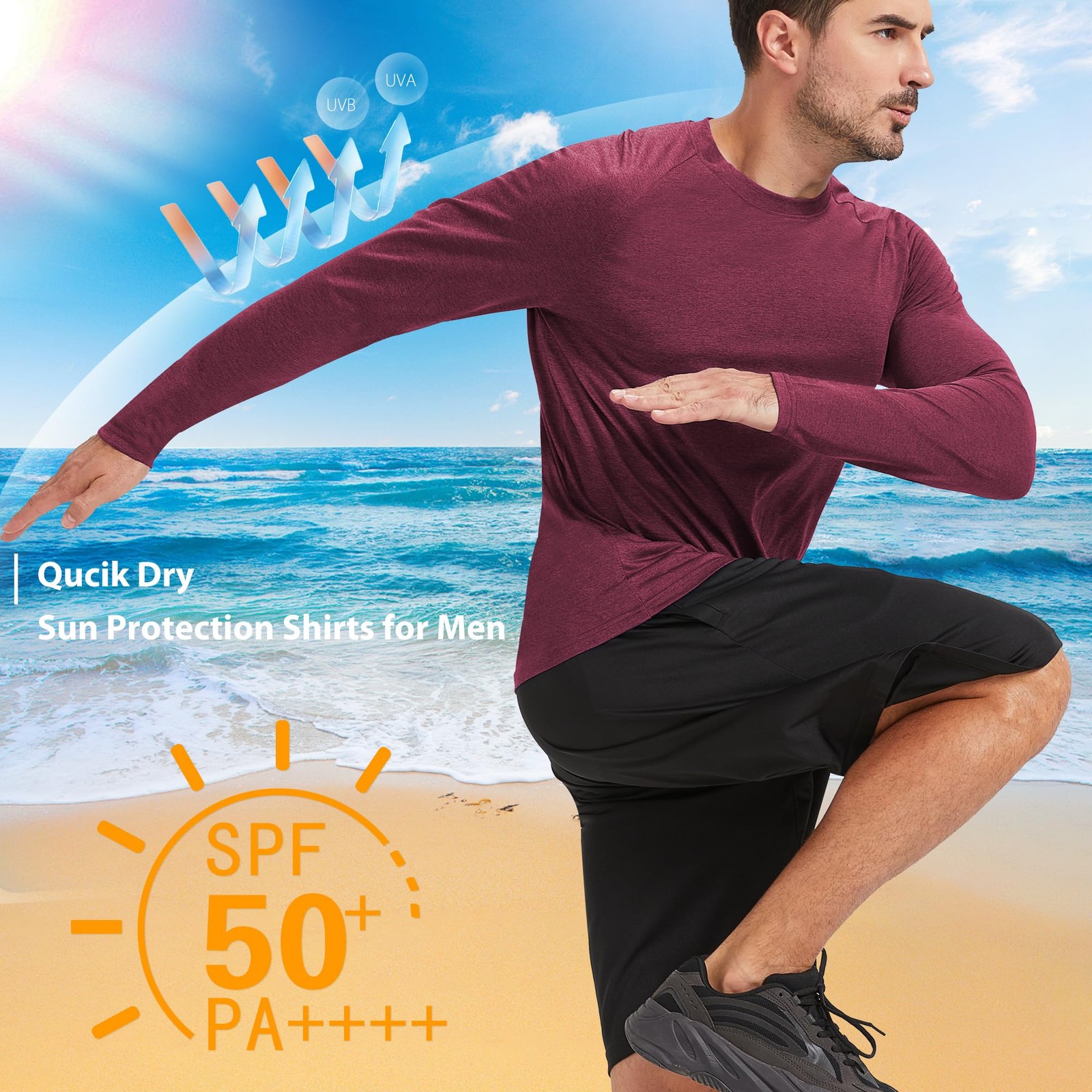 7 Pack Long Sleeve Shirts for Men UPF 50+ UV Sun Protection Quick Dry Moistur…