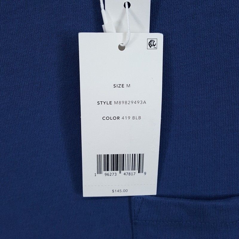 VINCE Shirt Mens Medium Blue Pullover Crew Long Sleeve Sueded Cotton Pocket $145