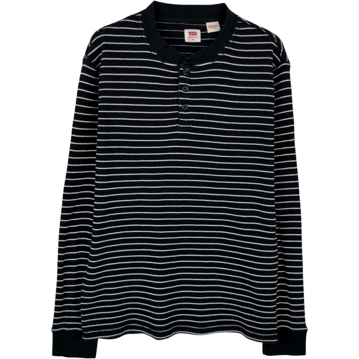 Used Levi&rsquo;s striped pattern henley neck thermal long-sleeve T-shirt waffle k…