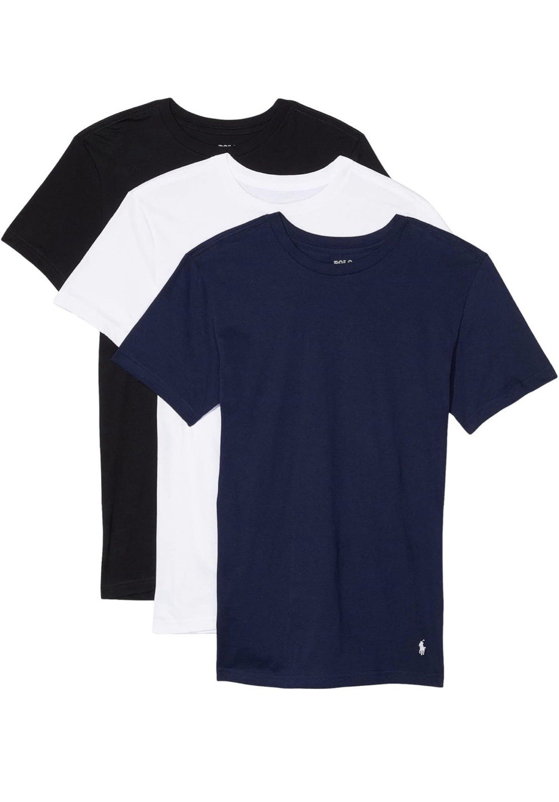 Polo Ralph Lauren 3 Pack Slim Fit Cotton Crew Neck T-Shirts XL White Black BlueN