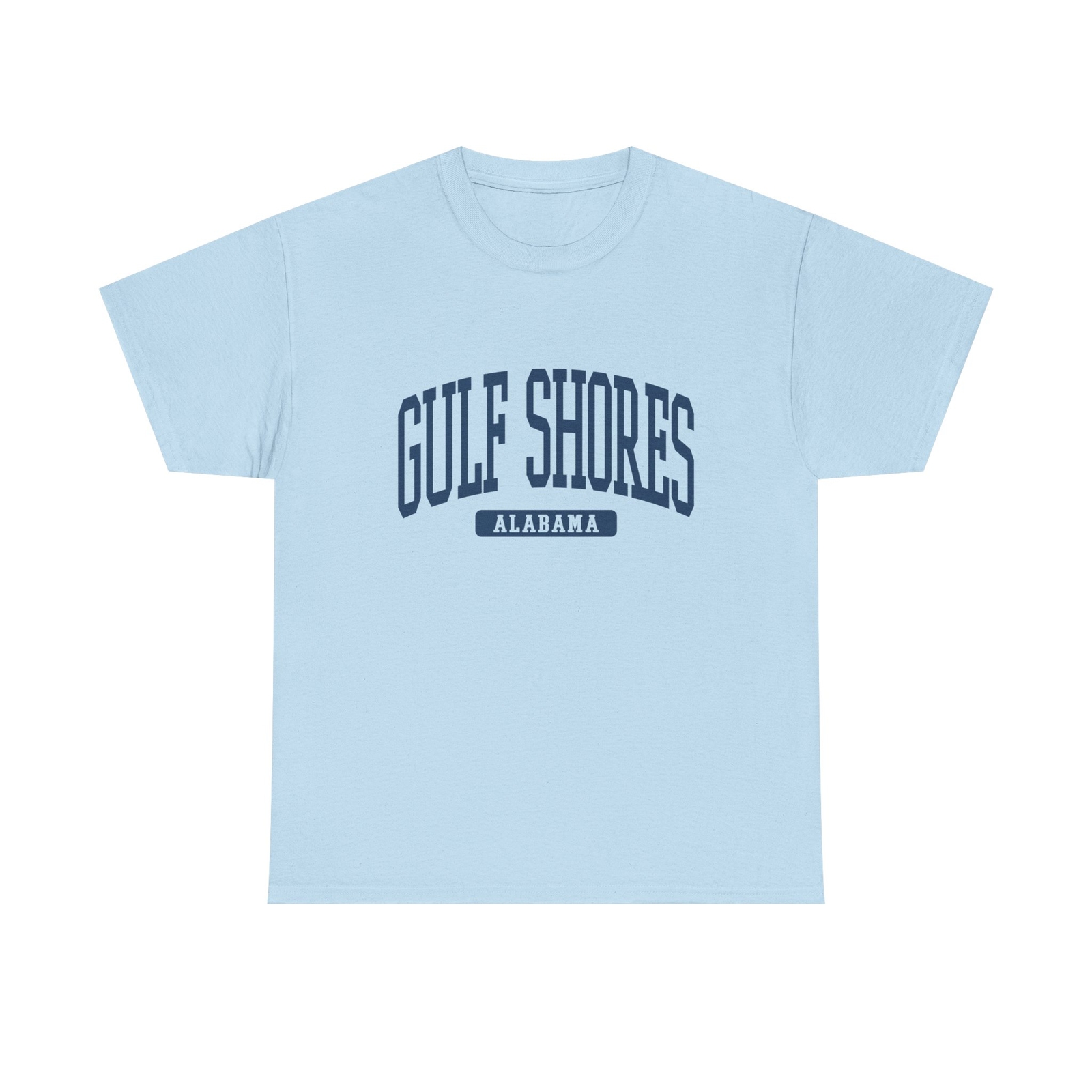 Gulf Shores Alabama Souvenir Beach Classic, Minimalist T-Shirt Light Blue