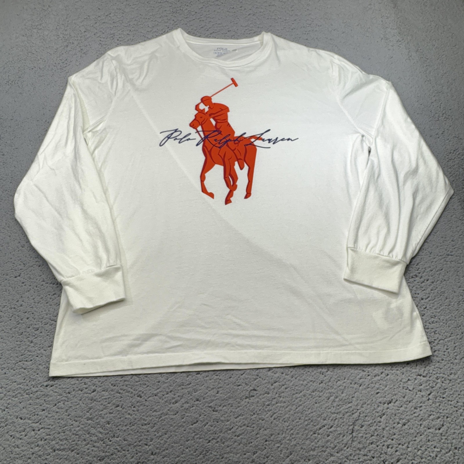 Polo Ralph Lauren Shirt Mens XL White Long Sleeve Classic Script Big Pony Preppy