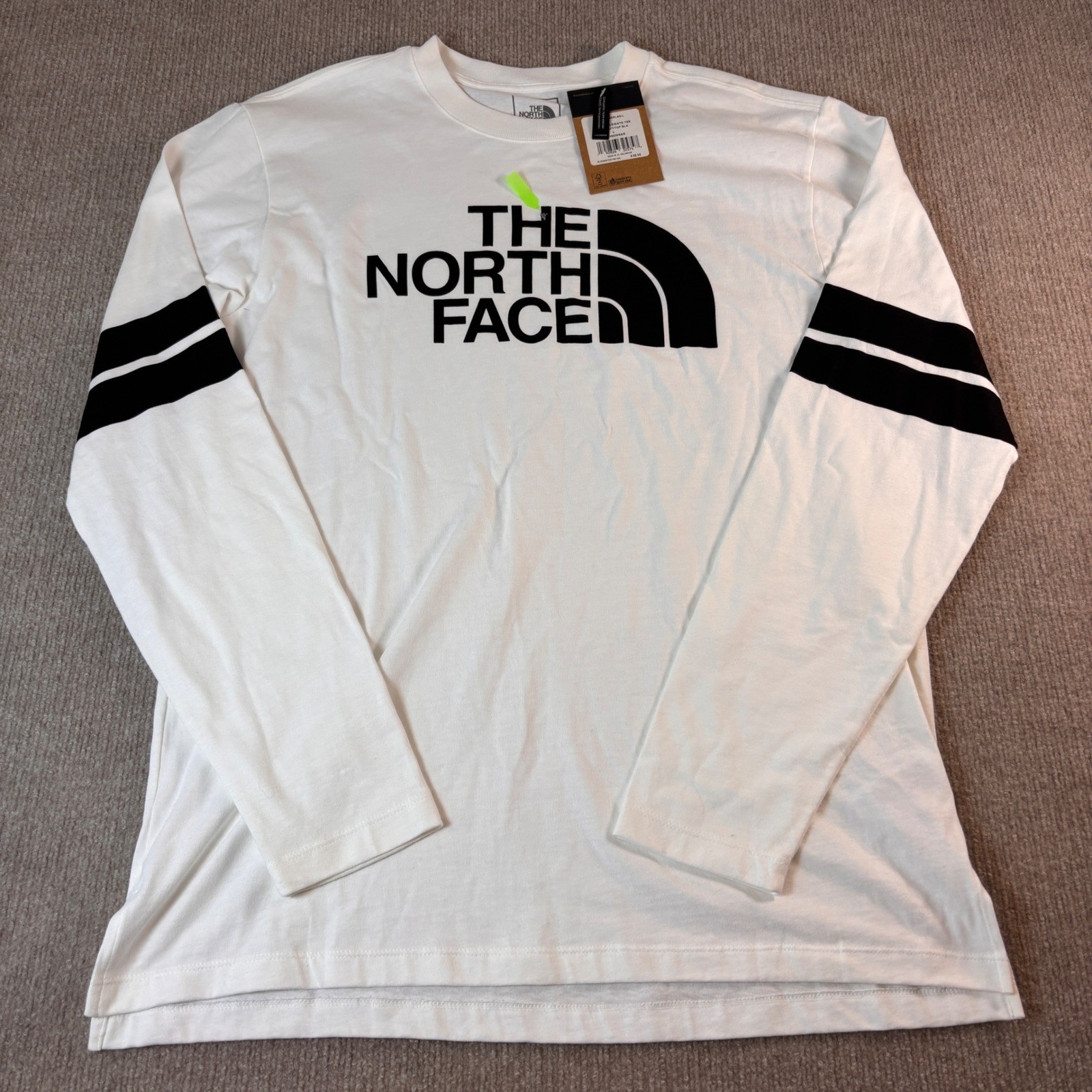 The North Face White Black Colleigiate Long Sleeve Shirt Men&rsquo;s Sz Large NWT Flaw