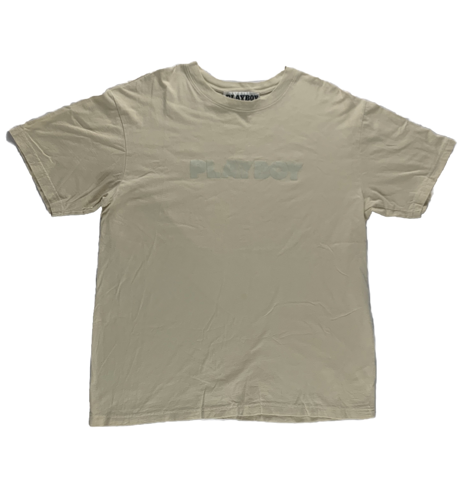 Playboy T Shirt Mens Medium Beige Short Sleeve Bunny Logo Pacsun
