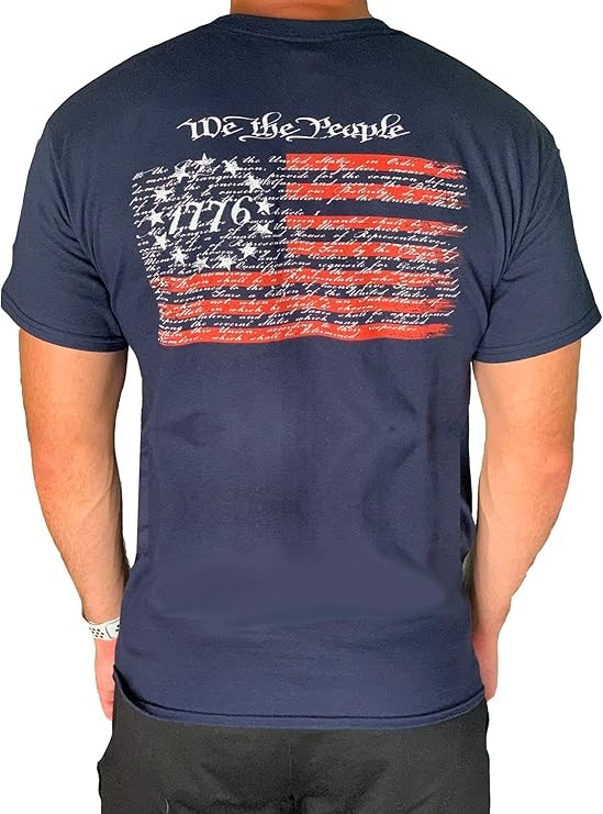 Country Life Outdoors Pointer Dog American Flag T-Shirt Indigo Blue Mens Tee