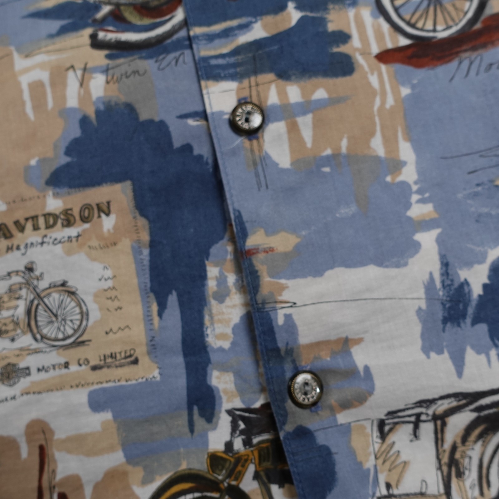 Vintage Harley Davison biker Hawaiian style all over print button up Shirt 3XL