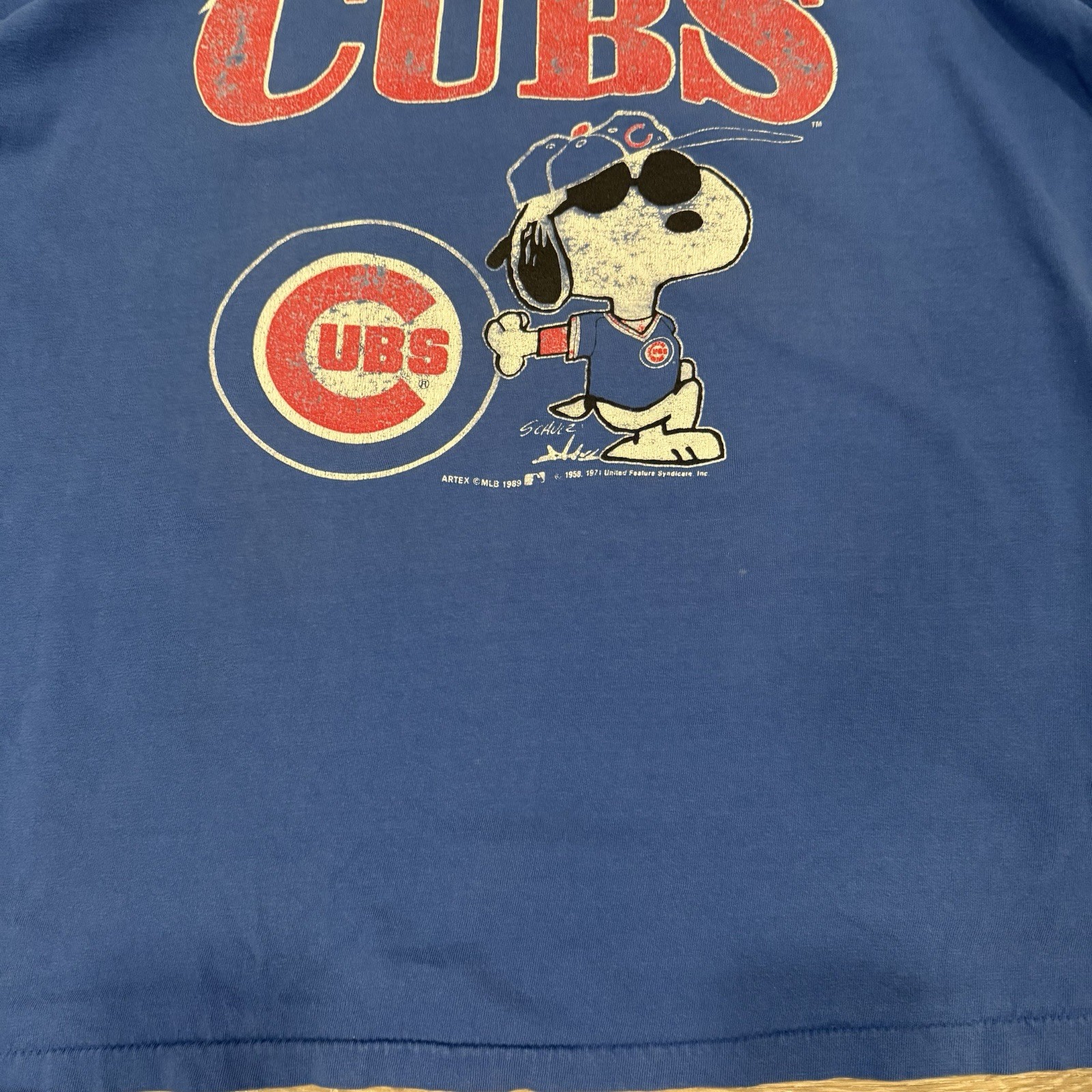 Vintage Chicago Cubs Snoopy 1989 MLB Baseball Artex 80s Size XL T-Shirt 1980s