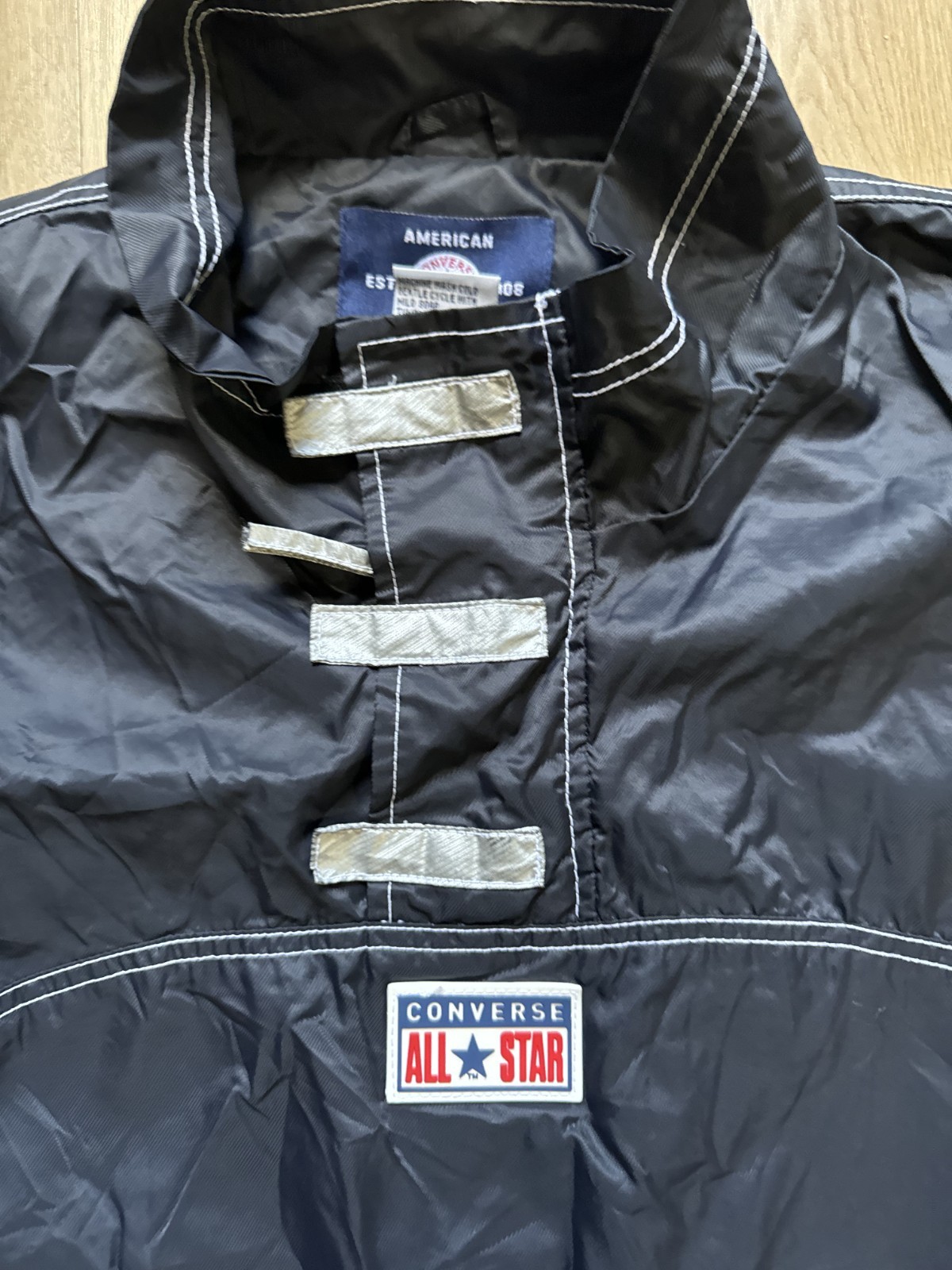 Converse Navy Stitch Logo Patch Old Skool Half-Zip Pullover Anorak XL