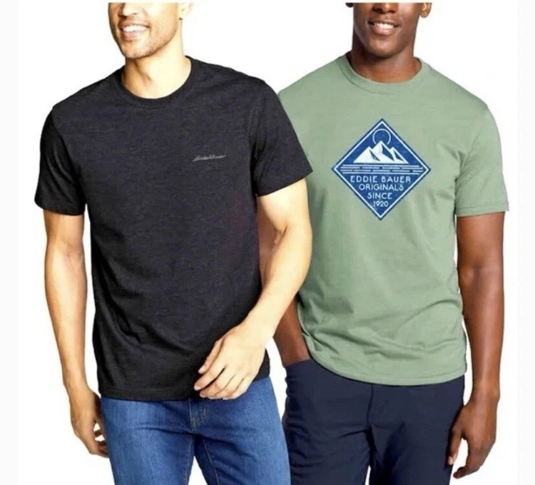 Eddie Bauer Men’s T-Shirts 2-Pack x2 (4 Shirts) Size XXL Green & Gray