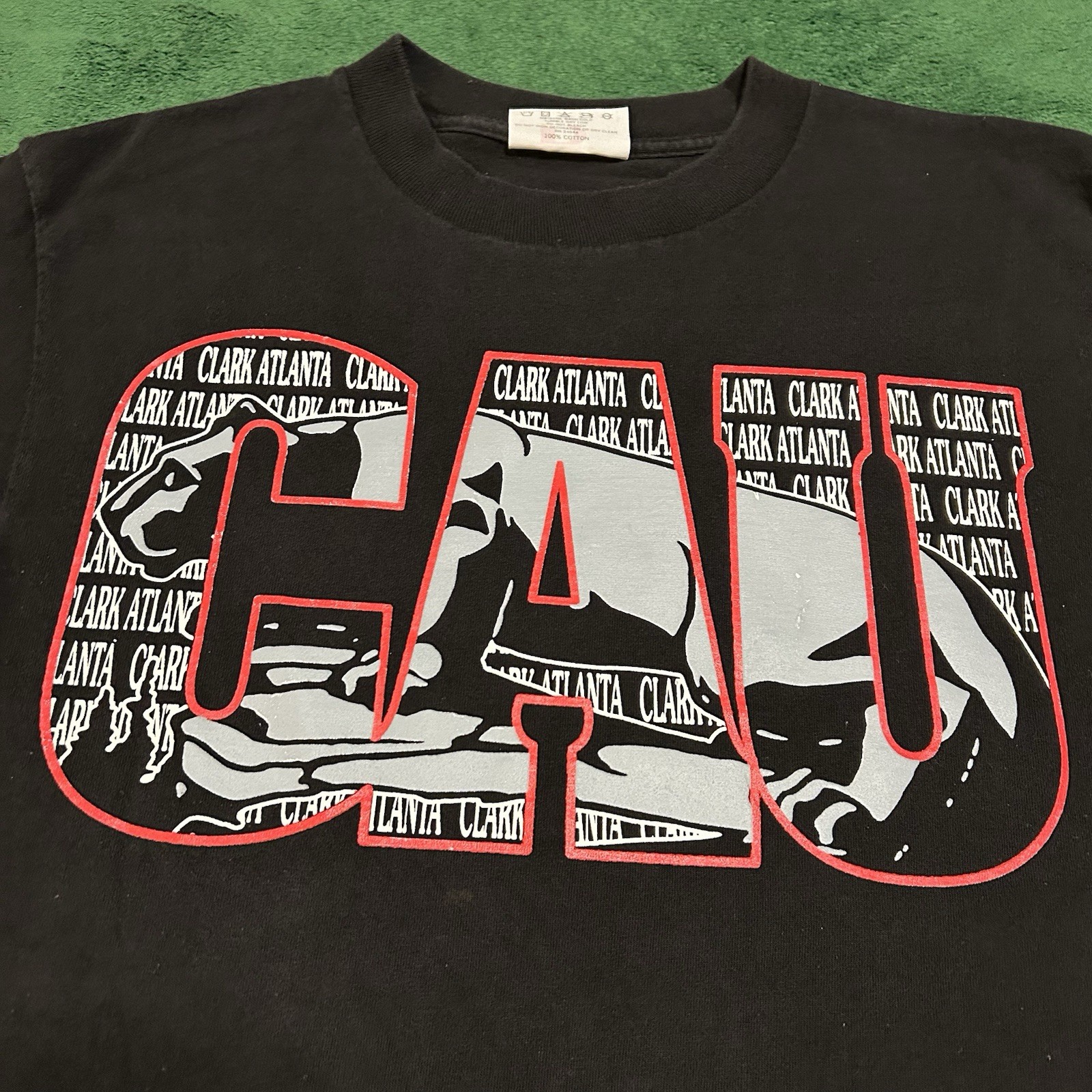 Vintage 90s Clark Atlanta University Panthers Black T-Shirt Size Mens L