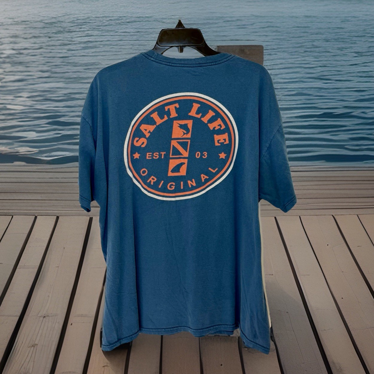 Salt Life Mens T-shirt XL Blue Live Salty Ship Anchor Rusty Kedge