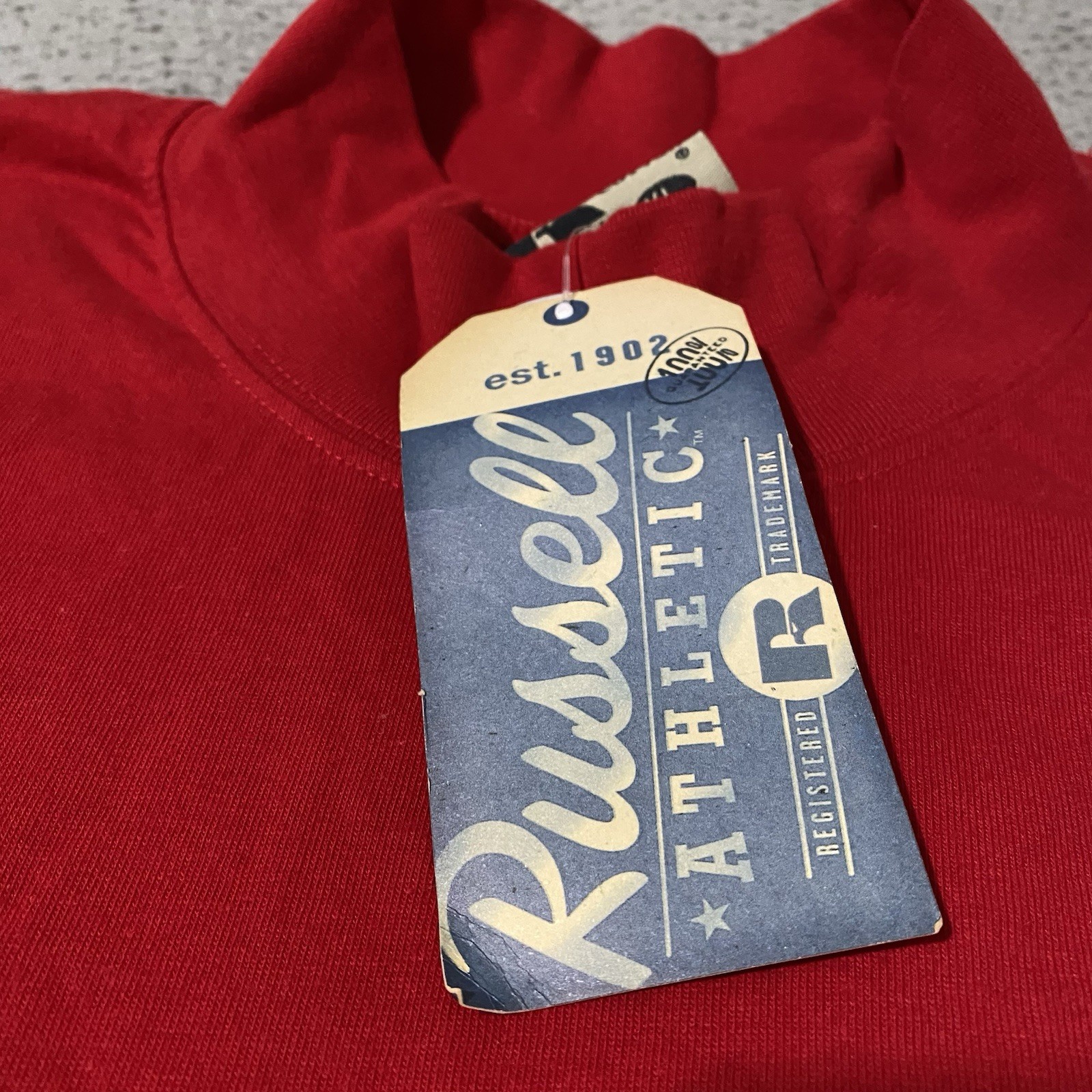 Vintage Russell Athletic Mock Neck Shirt Mens 2XL XXL Red Pro Cotton Blank NEW