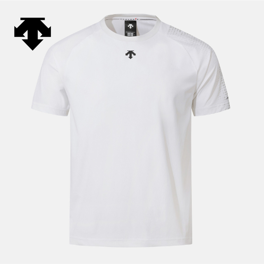 DESCENTE Men&rsquo;s Cooling Tricot Graphic Short-Sleeve T-Shirt WHITE ASIAN FIT