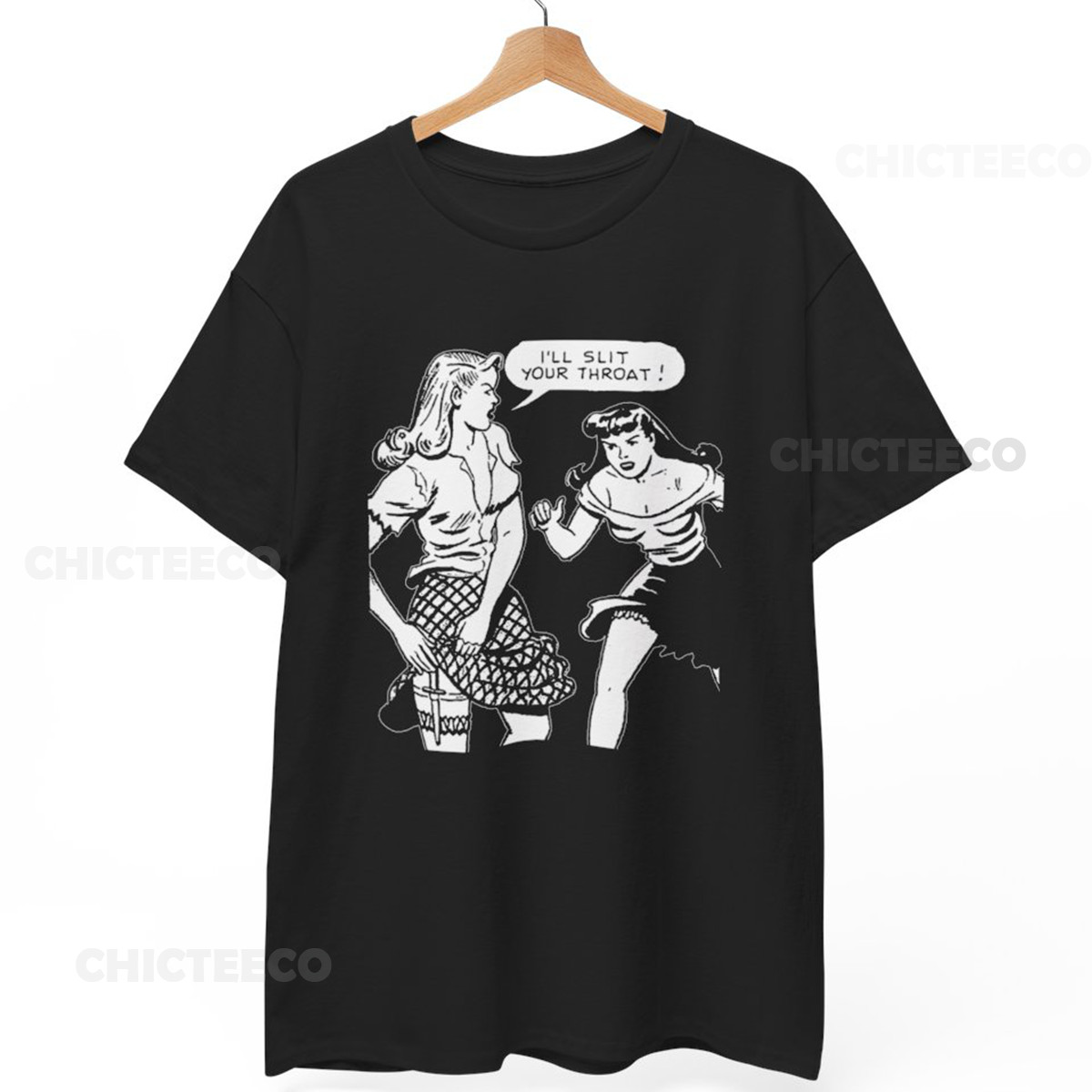 Girl Fight T-Shirt Gothic Horror Rock Music Alt Style Unisex Tee