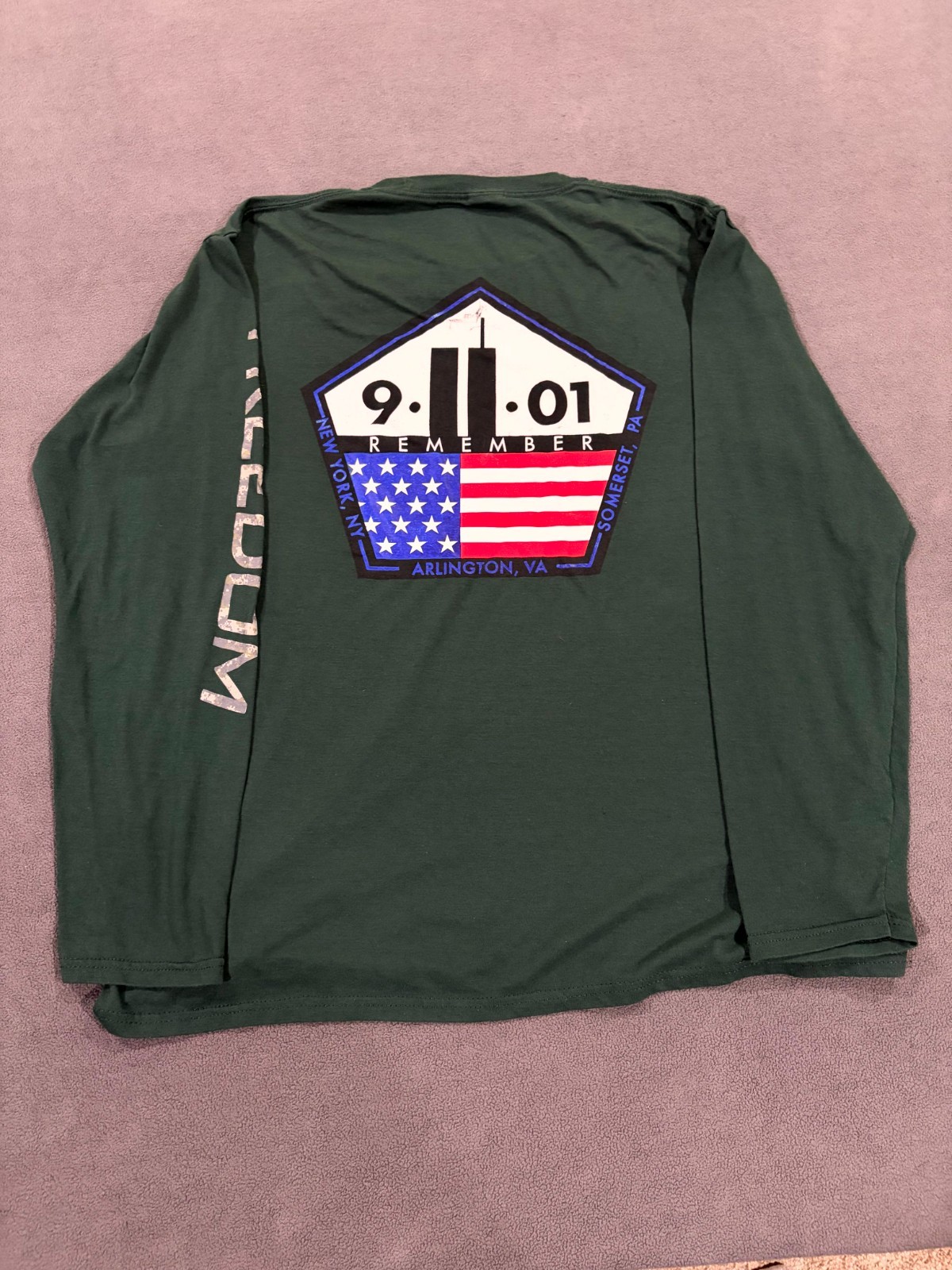 Port & Company Performance T Shirt Mens Large Olive Green American Flag Remember