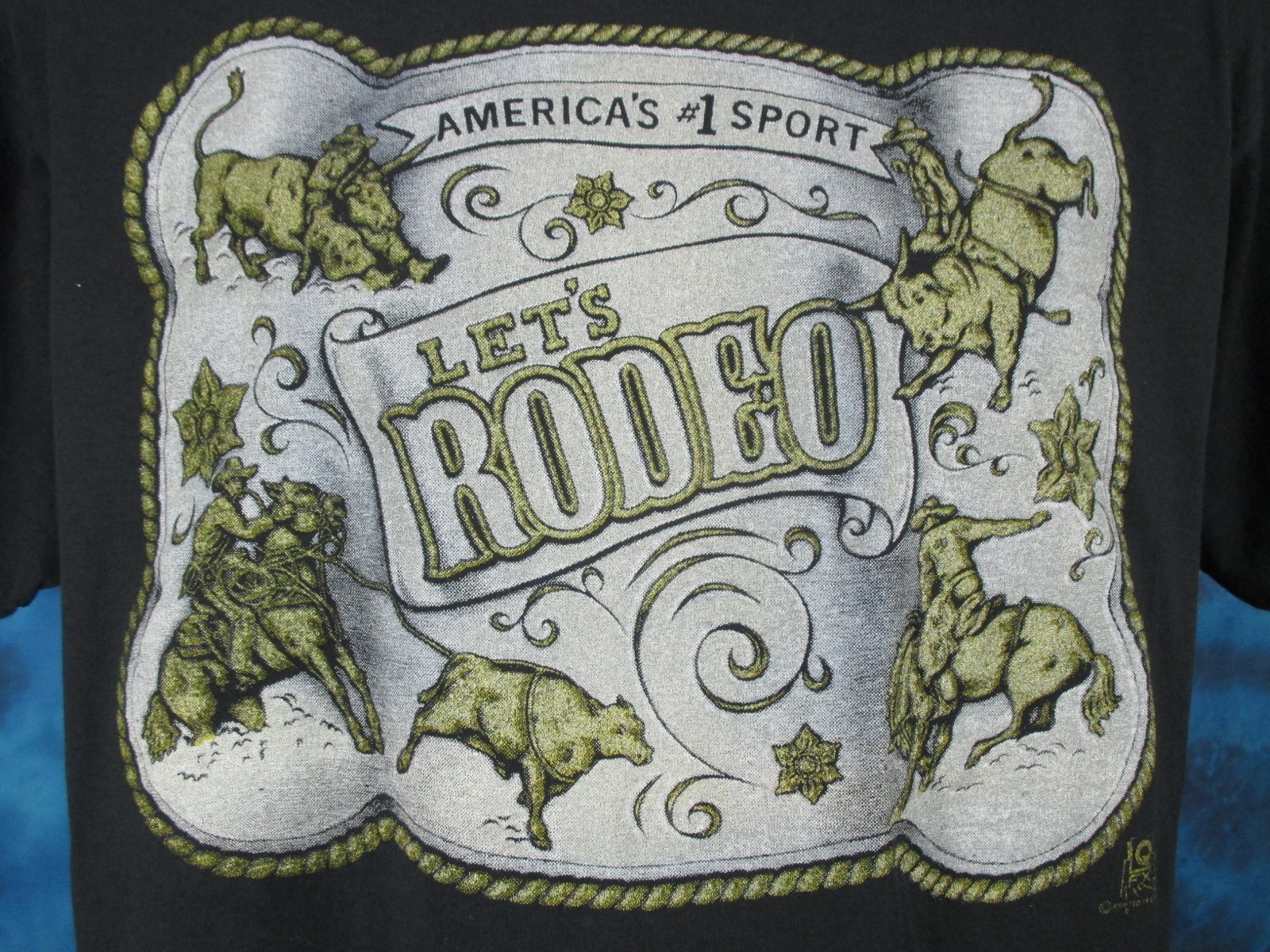 vintage 80s COWBOY RODEO PAPER THIN T-Shirt LARGE single stitch horse NOS