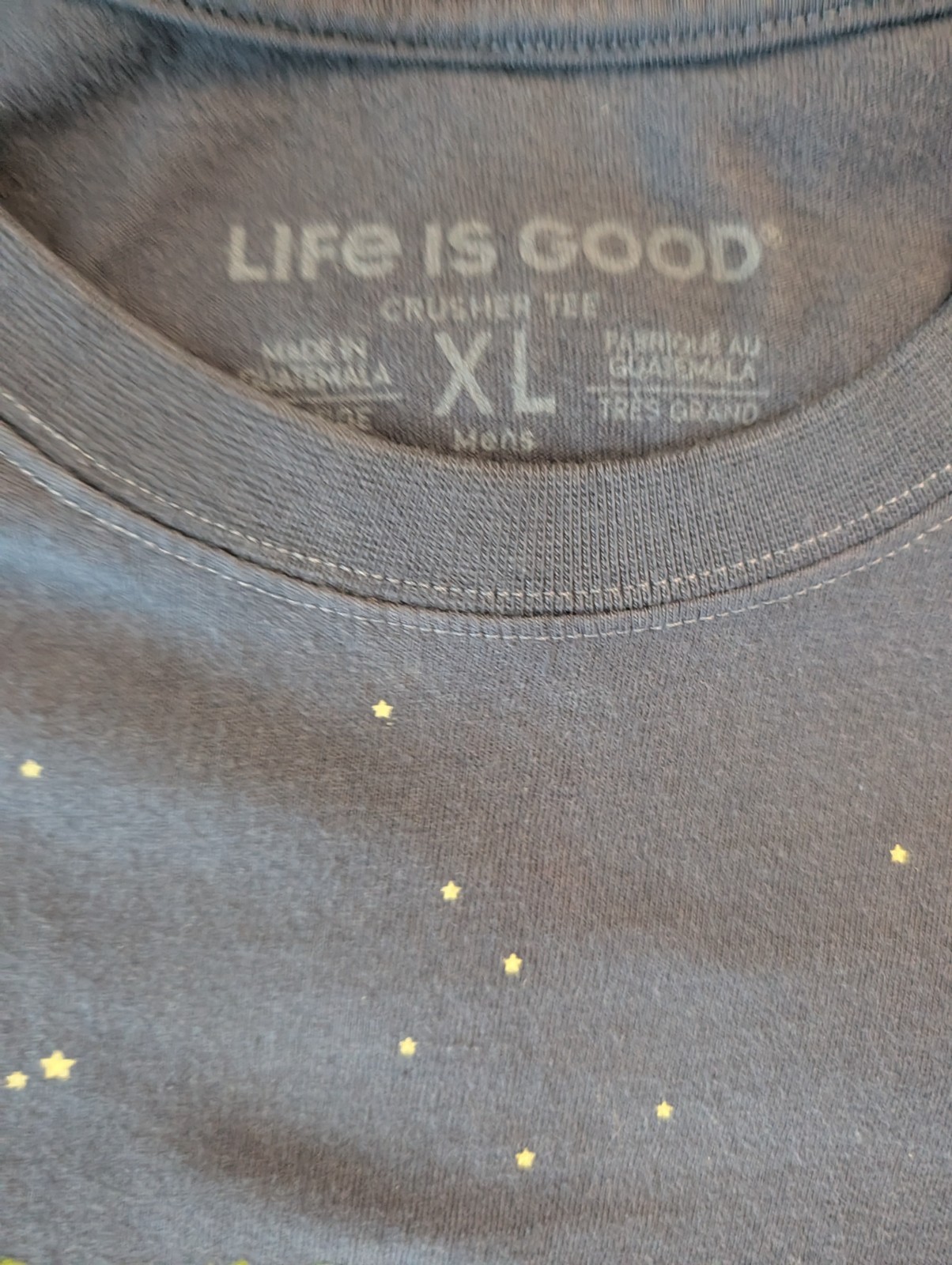 Life Is Good Crusher Tee Blue Guitar Forest Graphic T-Shirt Men Size XL Used