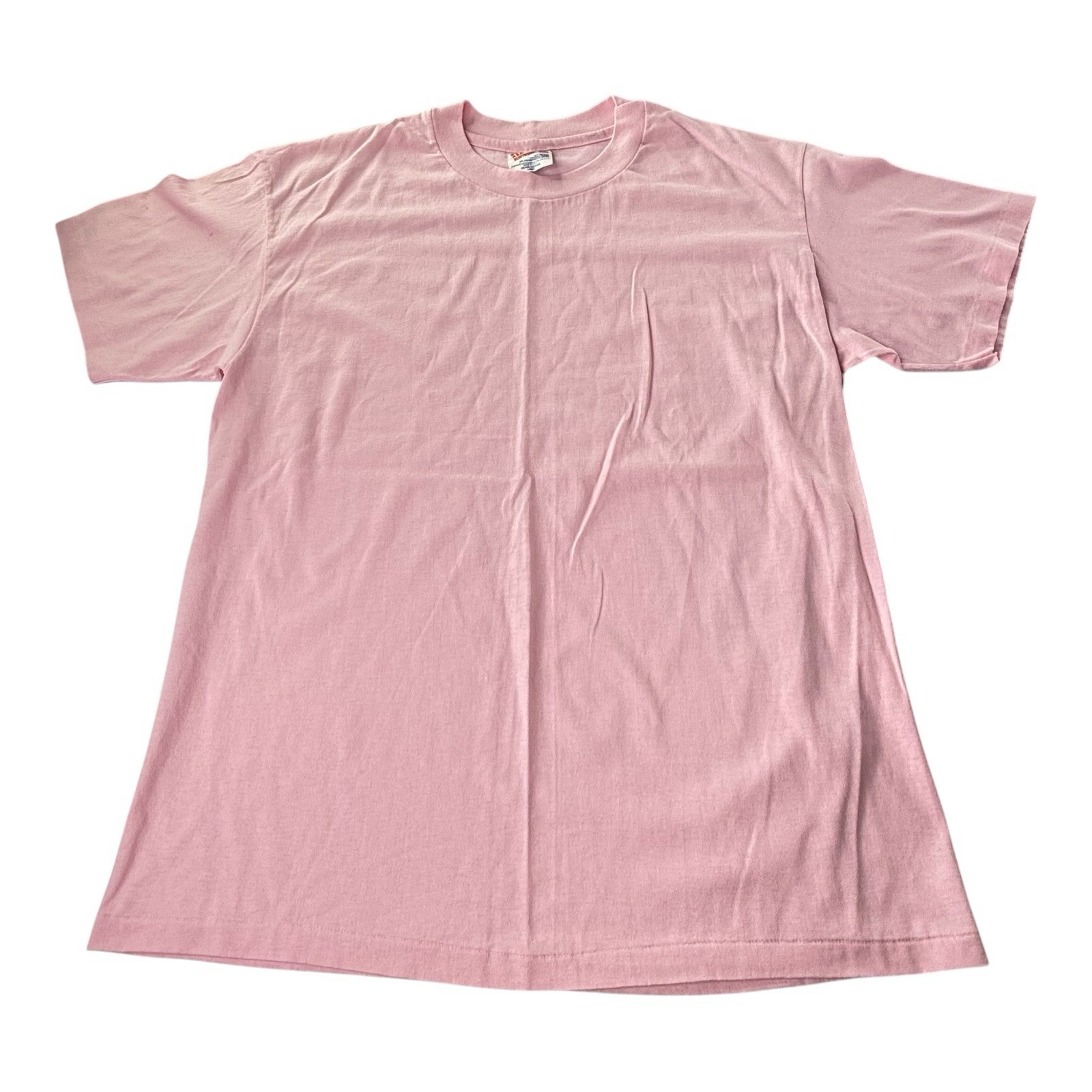 Vintage Hanes Heavyweight 50/50 Blank Pink T Shirt USA Single Stitch Size Large