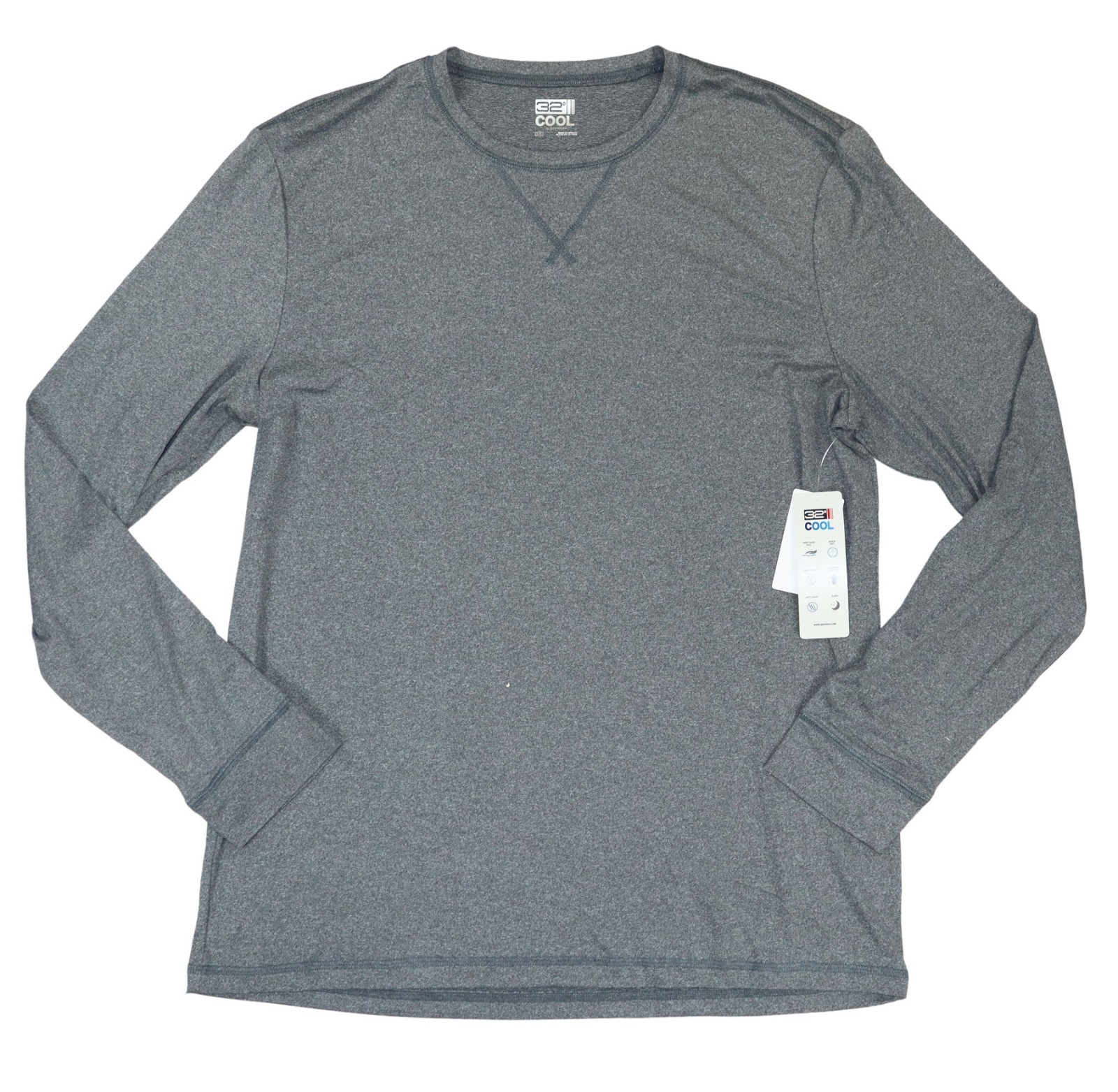 32 Degrees Heat Sleepwear Long Sleeve Solid Crew Neck Men&rsquo;s T-Shirt L NWT Gray