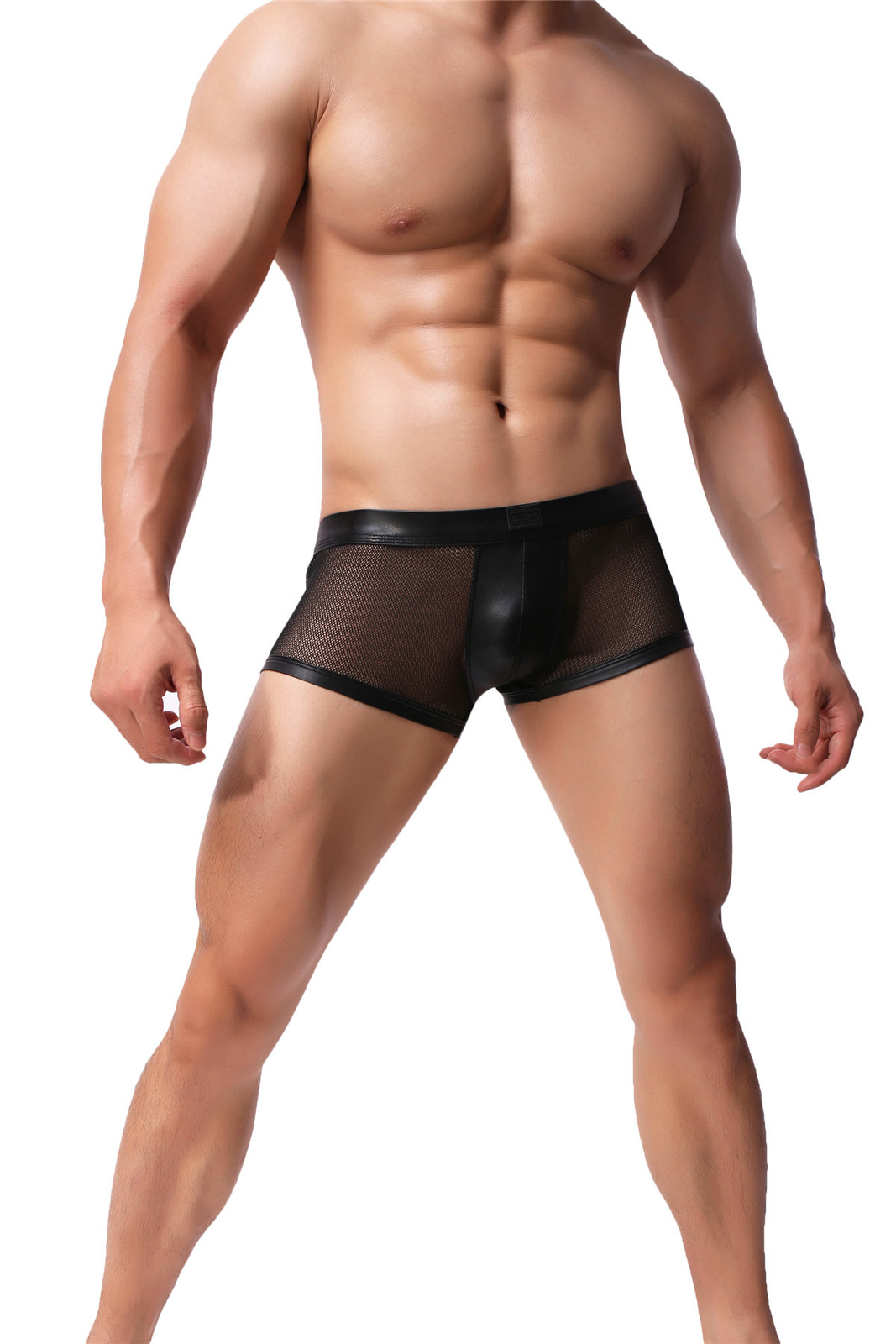 Men Mesh Transparent T-shirt Gym Training Tank Top Net Sport Sheer Boxers Shorts