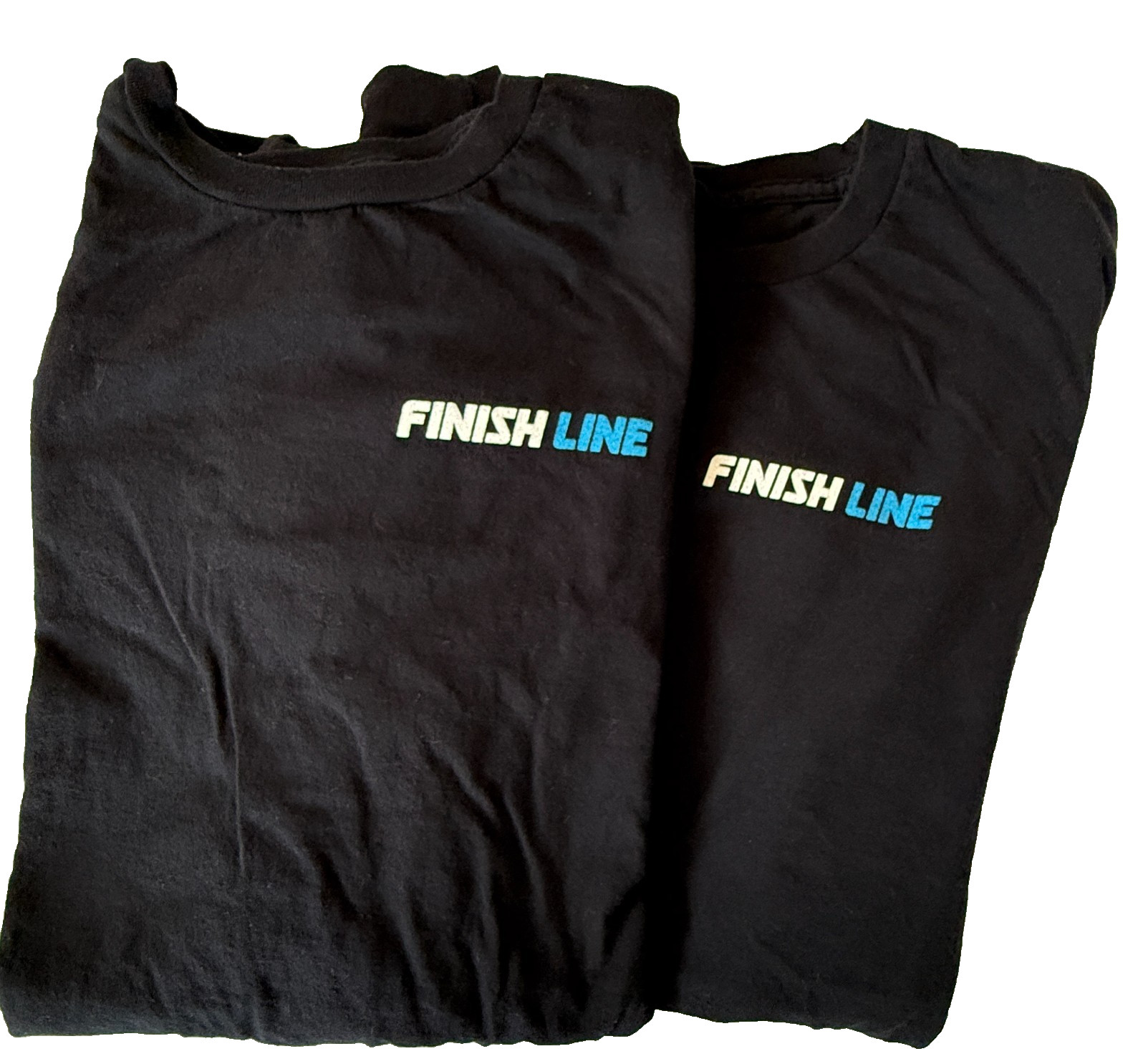 LOT 2 FINISH LINE DOUBLE SIDED BLACK UNIFORM SHORT SLEEVE T SHIRT MENS M 38×25