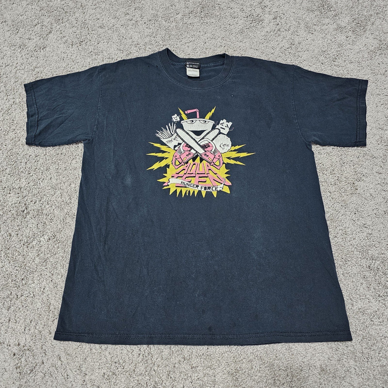 VTG Y2K Aqua Teen Hunger Force Adult Swim T Shirt Master Shake Frylock Meatwad L