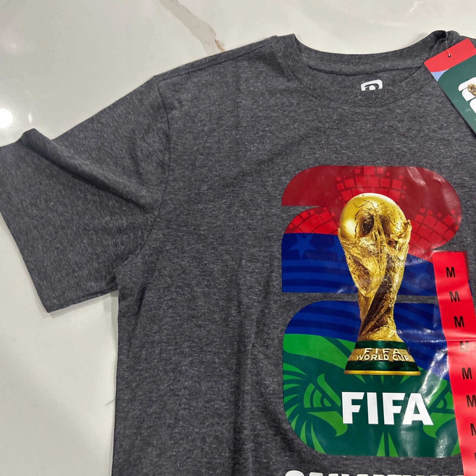 FIFA World Cup Men’s M Gray Graphic Print Logo Crew Neck Short Sleeve T-Shirt
