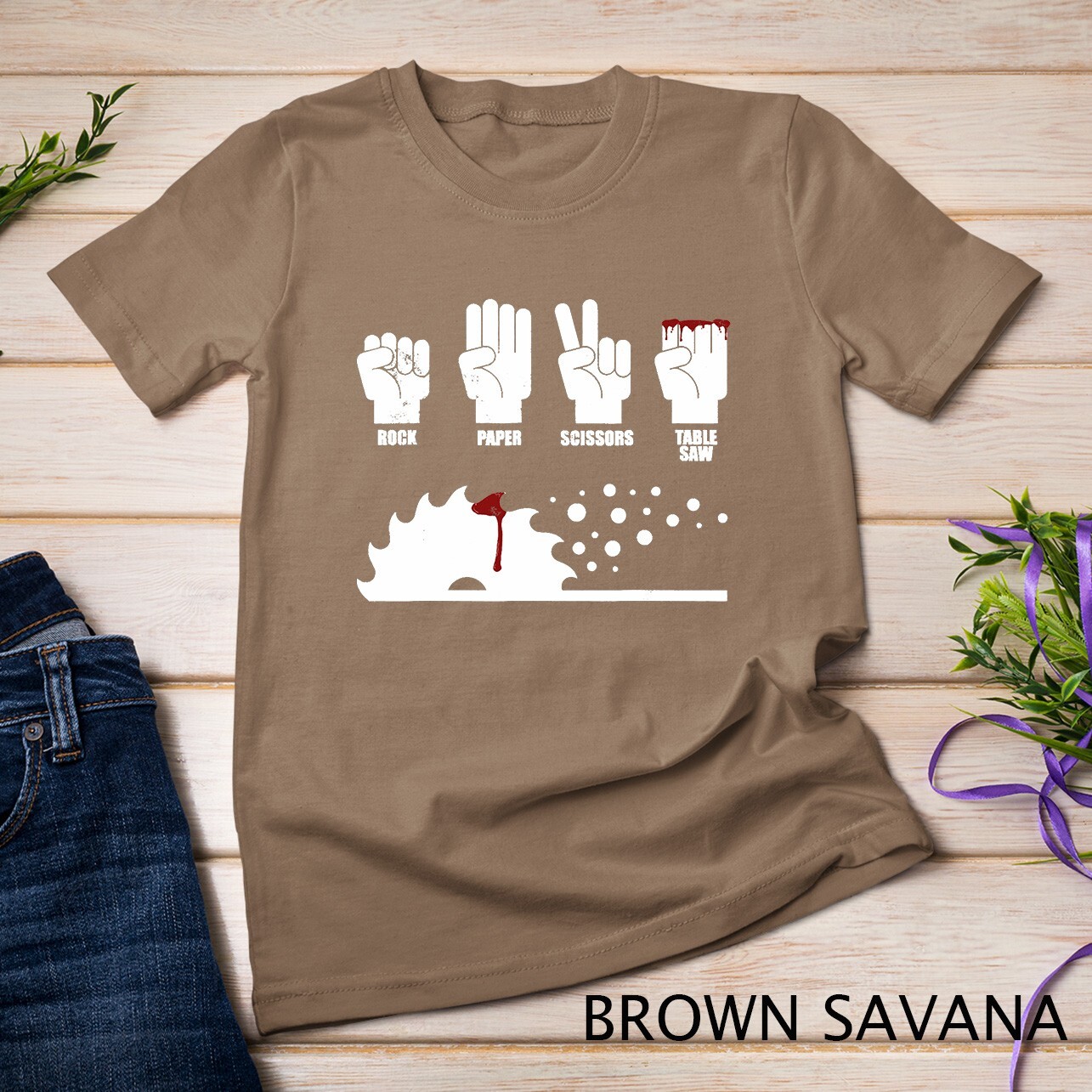 Rock Paper Scissors Table Saw Woodworking Carpenter T-Shirt Unisex T-shirt