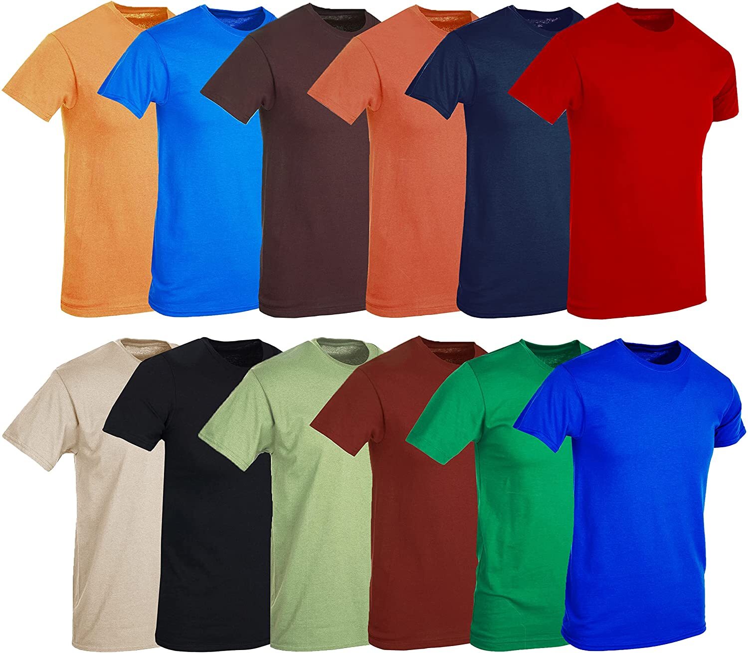 BILLIONHATS 12 Pack Mens Cotton Short Sleeve Lightweight T-Shirts(Large)