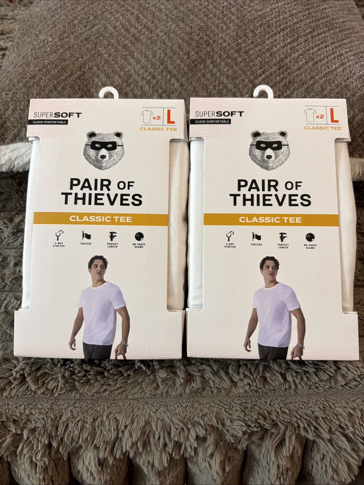 Pair of Thieves Men&rsquo;s Classic Crewneck Undershirt 4 Pack – White – Large – NWT