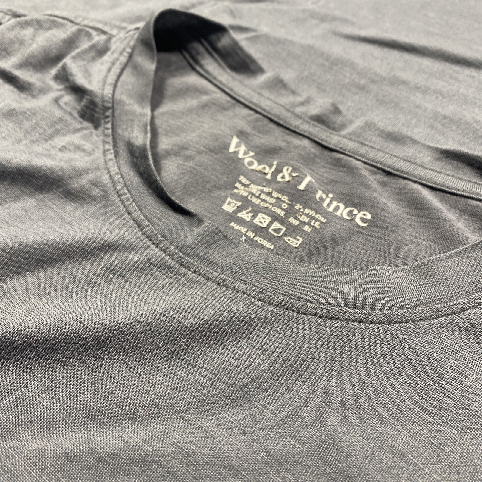 Wool & Prince Merino Blend Crew T-Shirt Gray Men&rsquo;s XXL