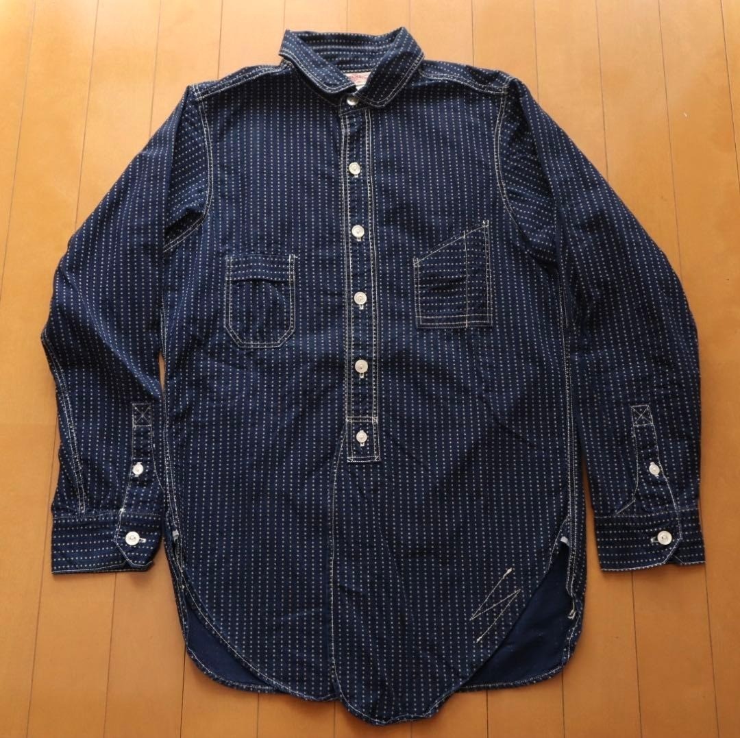 The Real McCoy&rsquo;s Double Diamond Indigo Star Wabash Work Shirt S Indigo Men’s