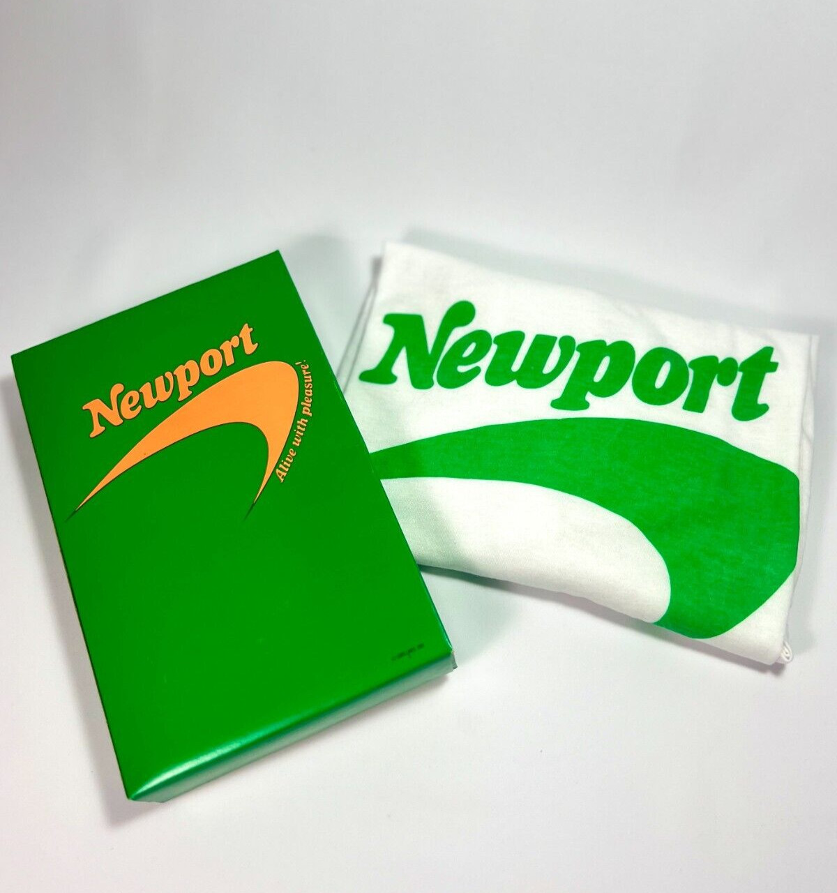 Vintage 80s Newport Cigarette NEON Green Promo T-shirt (L and XL)