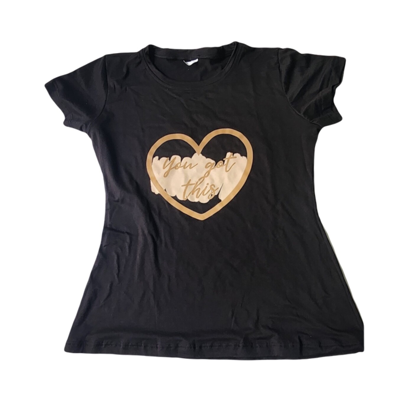 Large ‘’You Got This’’ Black Graphic Motivation T-shirt Gold Handmade