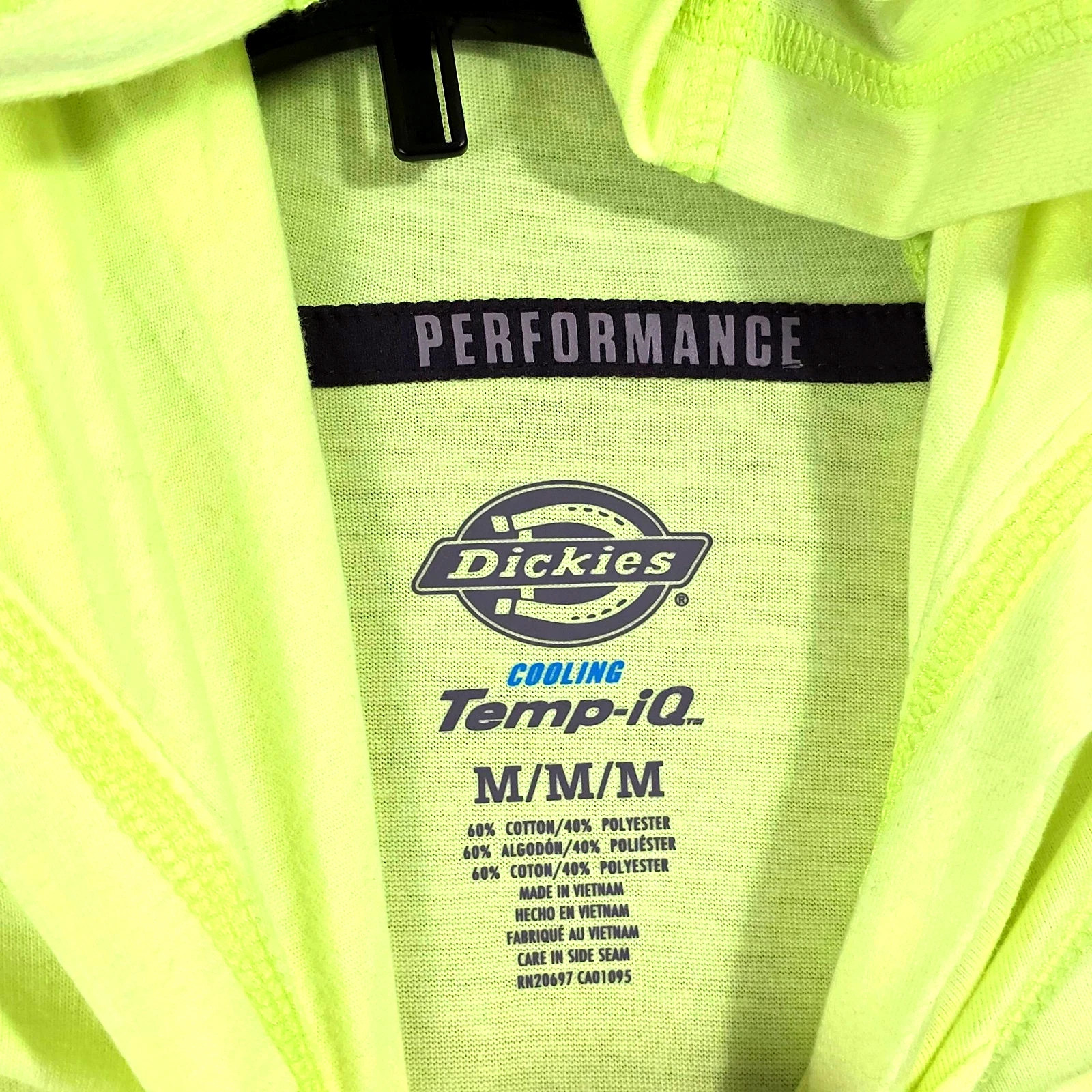 Dickies Fast Dry Hooded Shirt Mens Medium Yellow Hi Viz Long Sleeve UV40 NWT