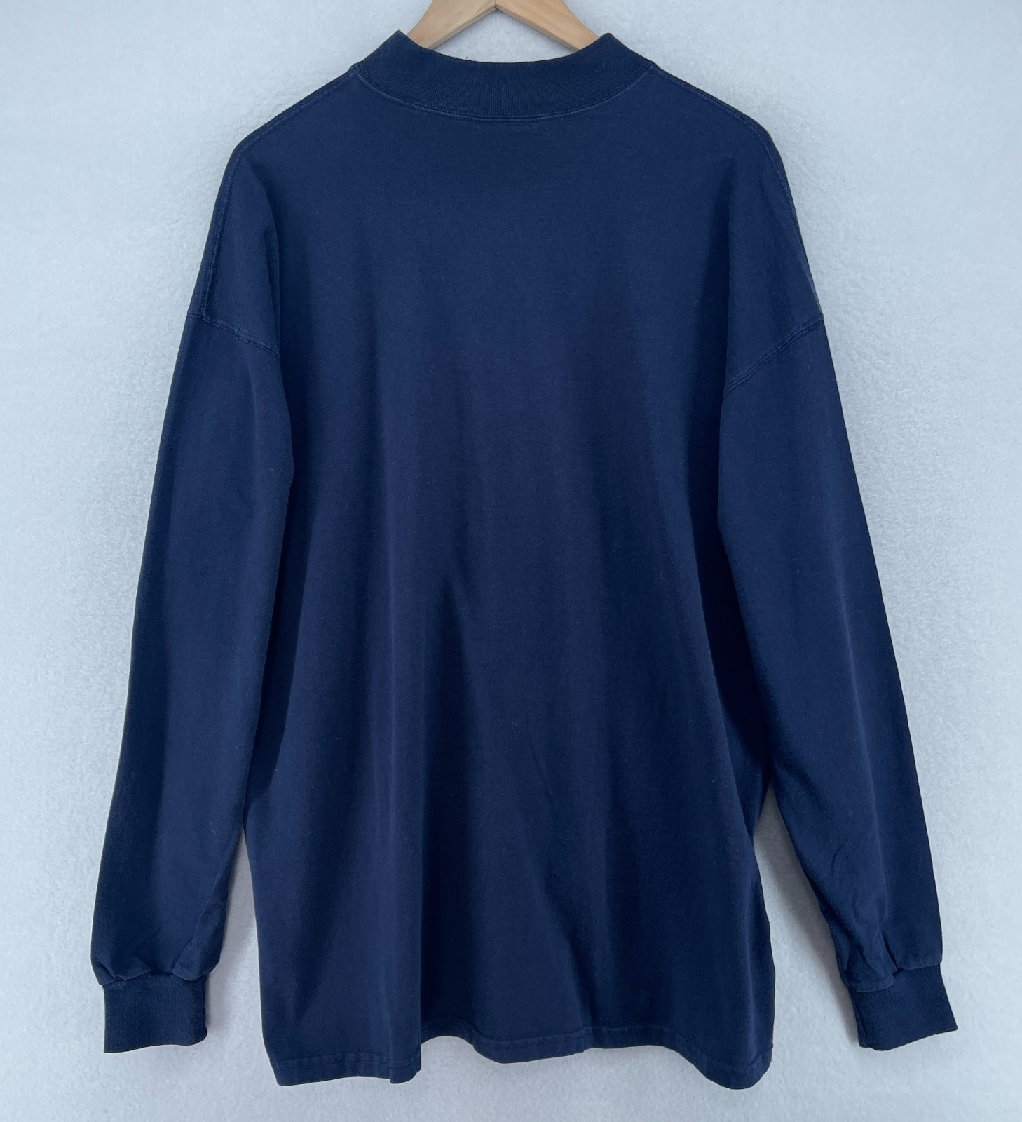 RUSSELL ATHLETIC Shirt Mens XL Pro Cotton Y2K Long Sleeve Tee Mock Neck Blue VTG