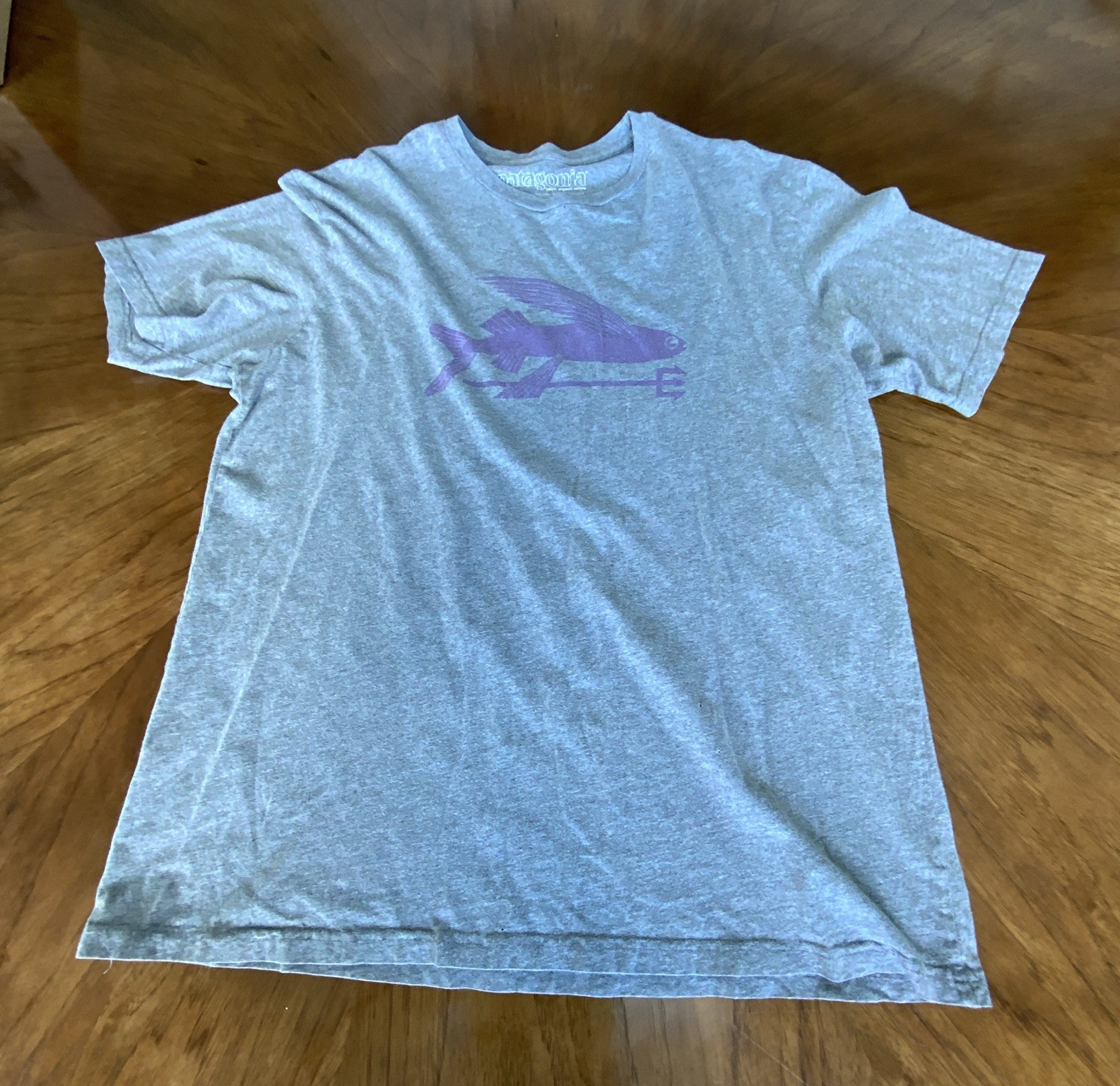 Patagonia Men&rsquo;s Gray Fish Logo Graphic Crew Neck Short Sleeve T-Shirt Size L
