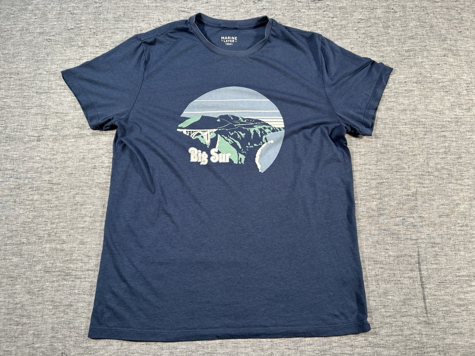 Marine Layer Shirt Mens Medium Blue Big Sur California Short Sleeve Beachy
