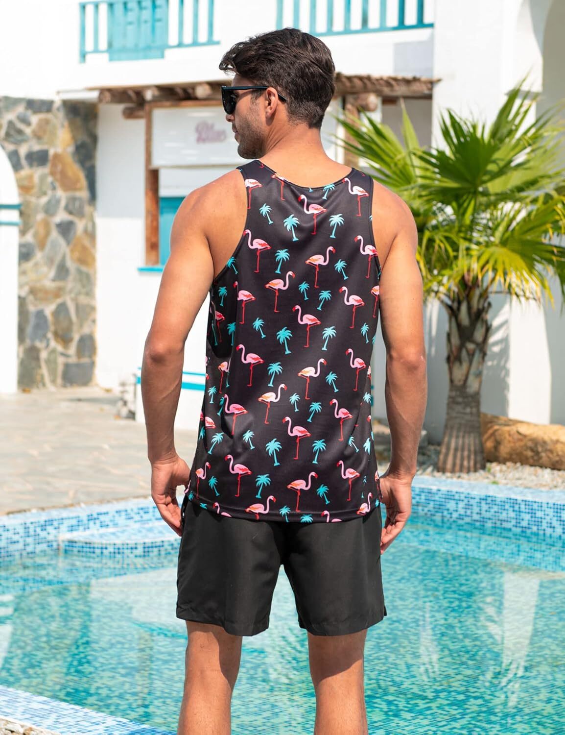 Mens Beach Tank Tops Fashion Graphic Quick Dry Sleeveless Shirt for Beach