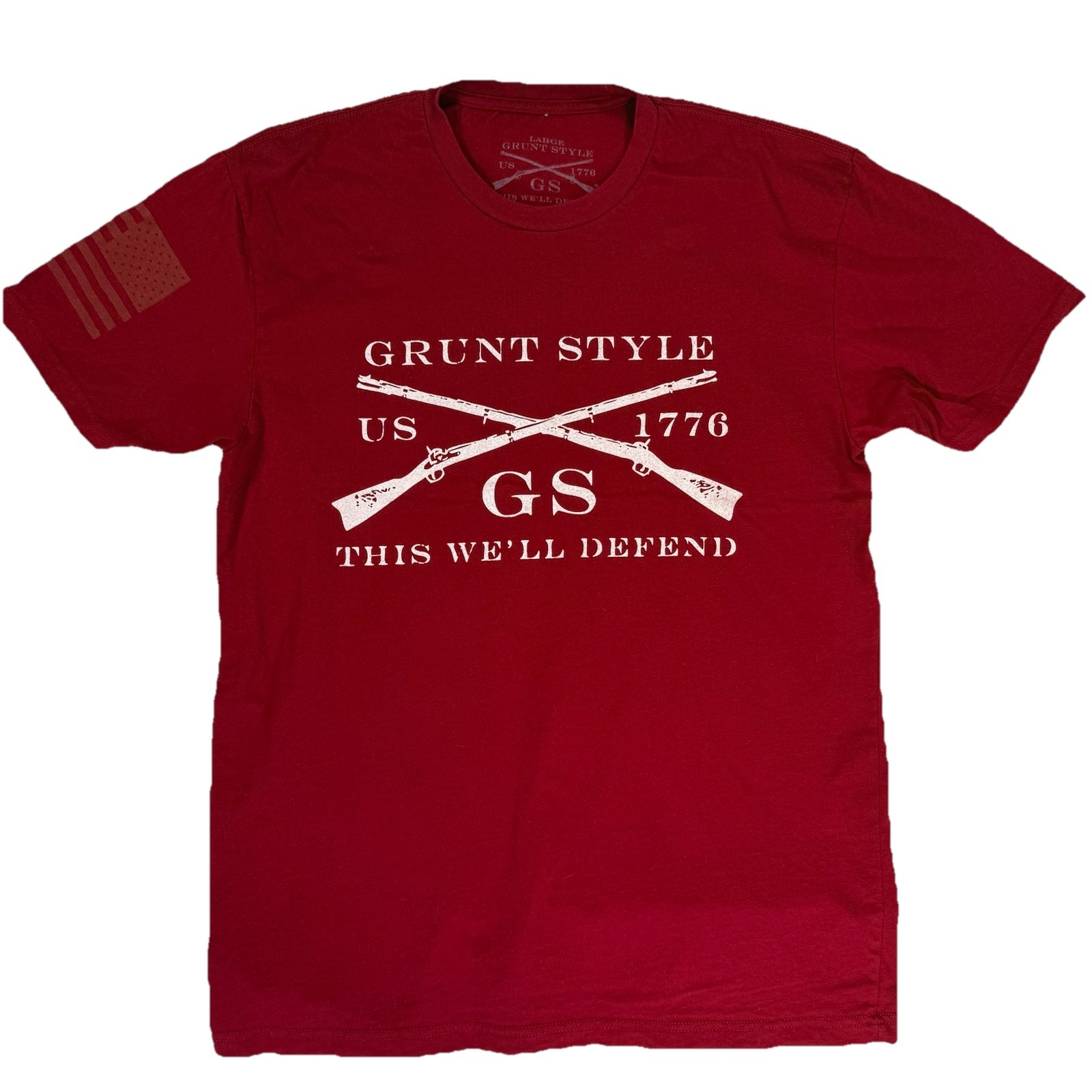 Grunt Style 1776 This We’ll Defend Red Graphic T Shirt USA Flag Men’s Large