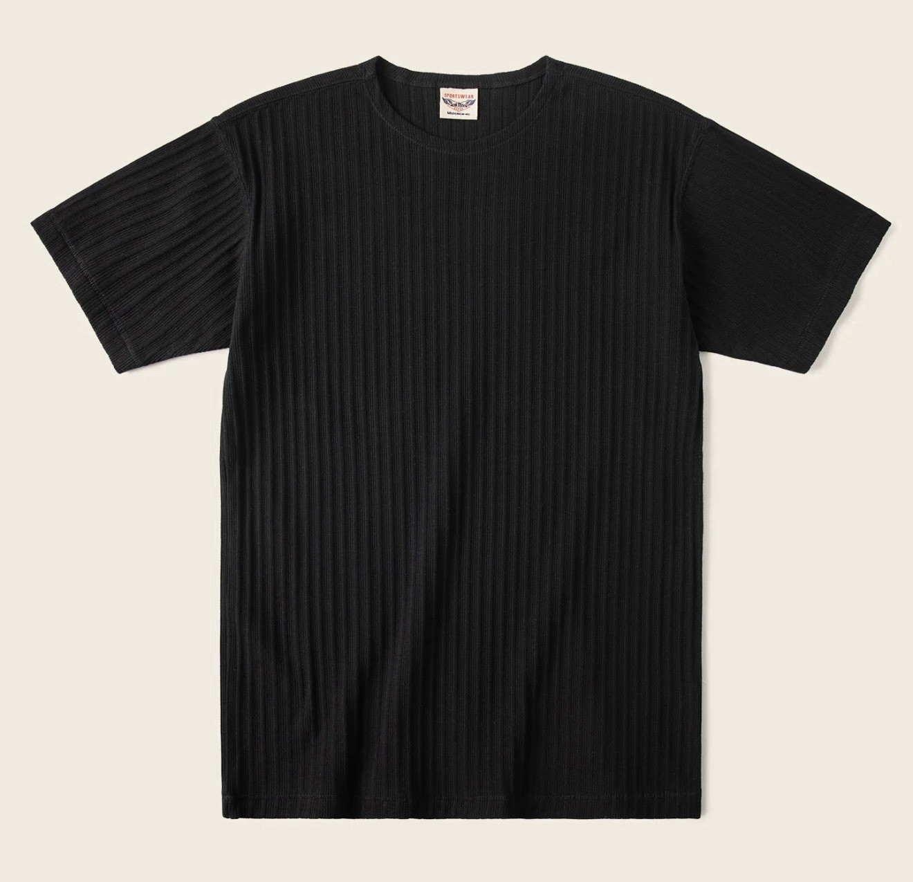 1950s Ribbed Cotton-Spandex Blend T-Shirt – Black Non Stock Mfg. Co. XL