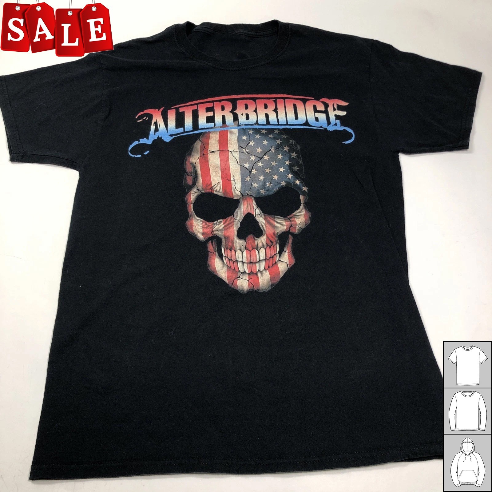 New Popular Alter Bridge American Flag Skull Cotton Unisex S-5XL Shirt WE709