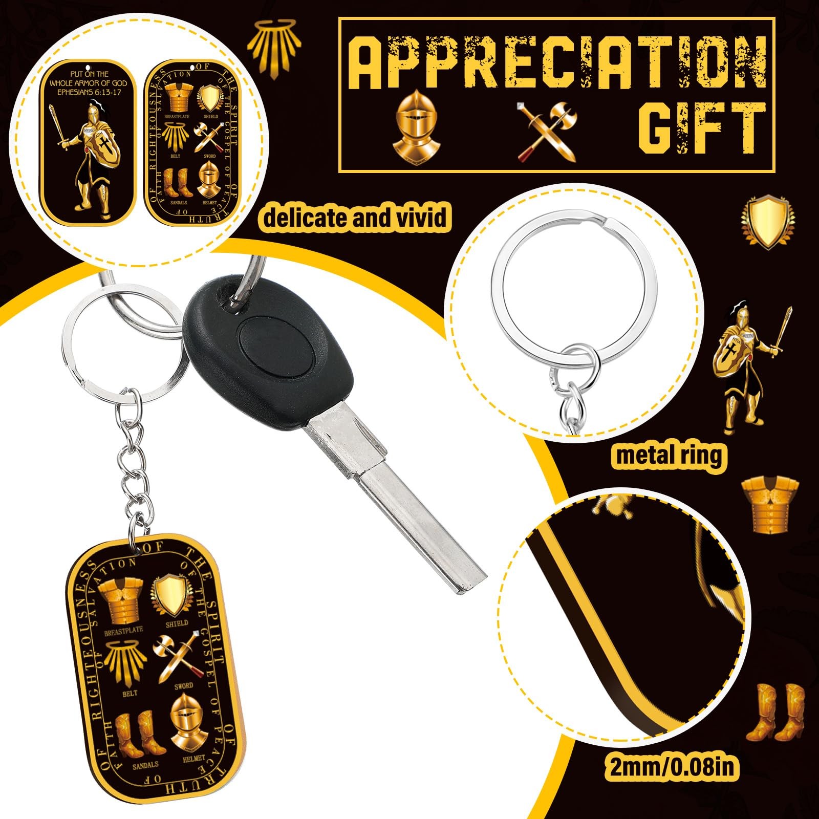 Christian Gifts Bulk Put on The Whole Armor of God Keychains Acrylic Military…