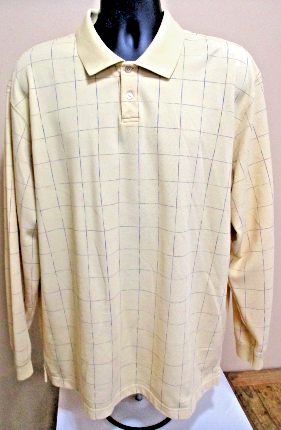 Van Heusen Jersey Stretch LS Half Button Polo Work Shirt Size X-Large Men&rsquo;s EUC